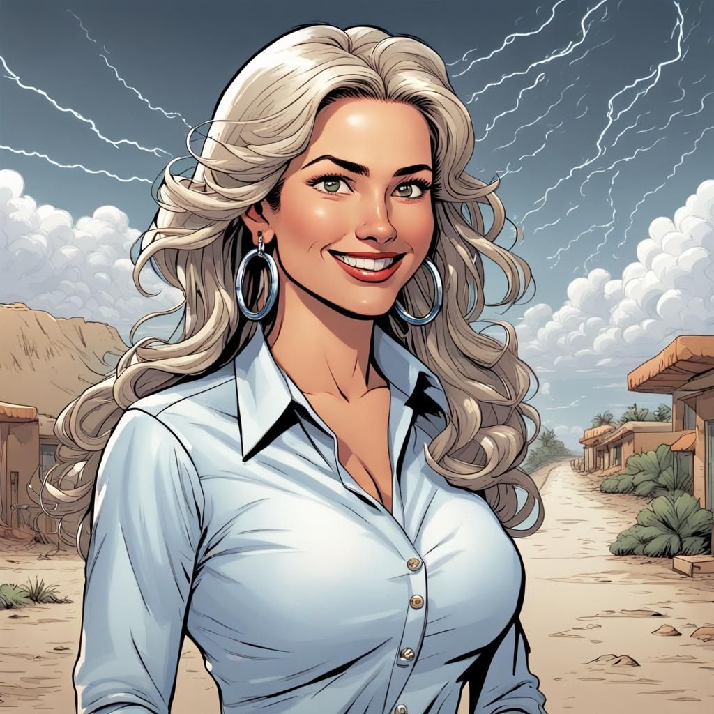 Mexican Meteorologist Cartoon Scene in Comic Book Art Style