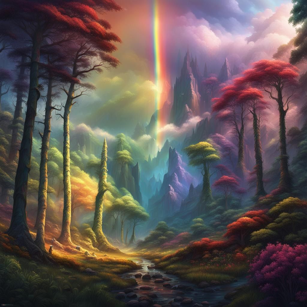 Rainbow Forest: Epic Digital Matte Painting