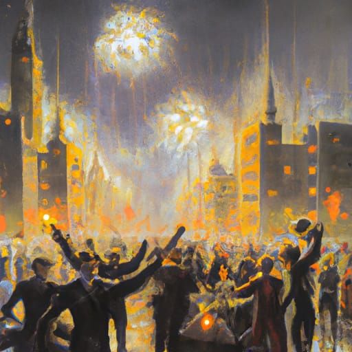 Apocalyptic New Year's Eve Oil Painting