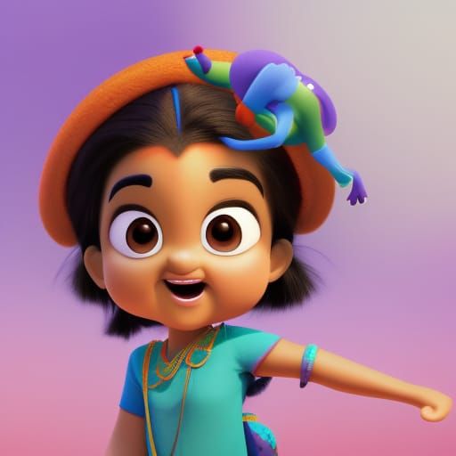 Female Chhota Bheem: Pixar-Style 3D Digital Art