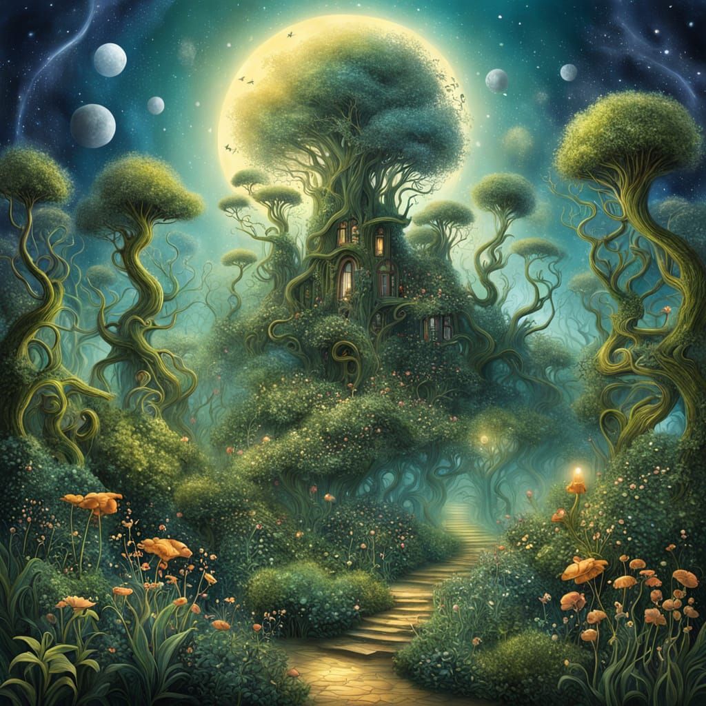 Enchanted Celestial Osier Plants: A Surreal Image