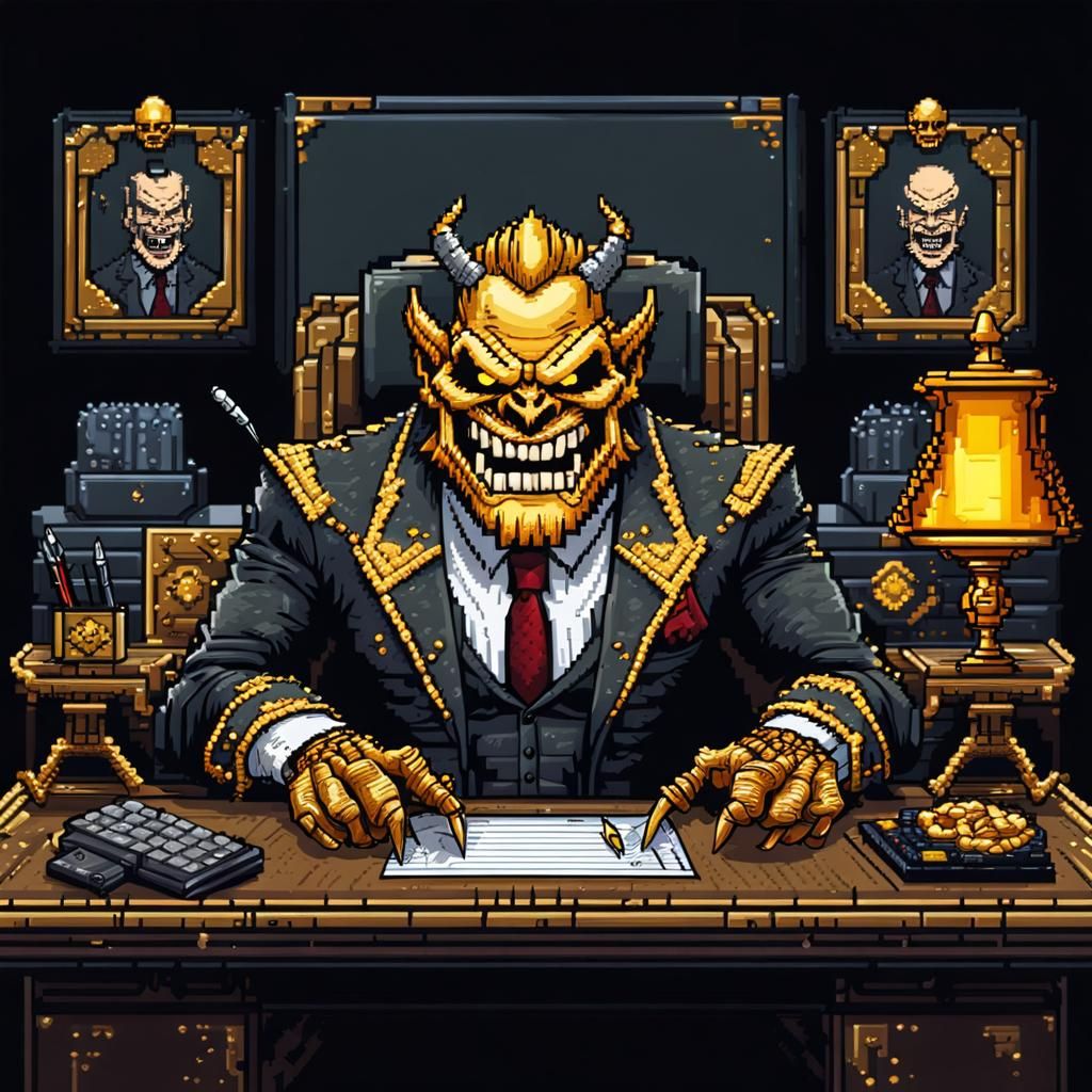 Evil Boss in 8-bit Pixel Art Style