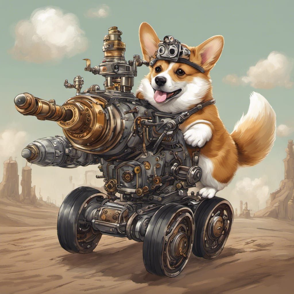 Steampunk Corgi Robot Battle