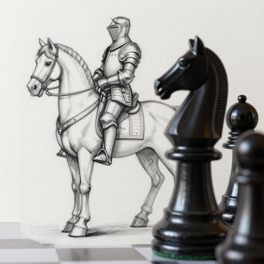 Flat Knight Meets 3D Chess Pieces