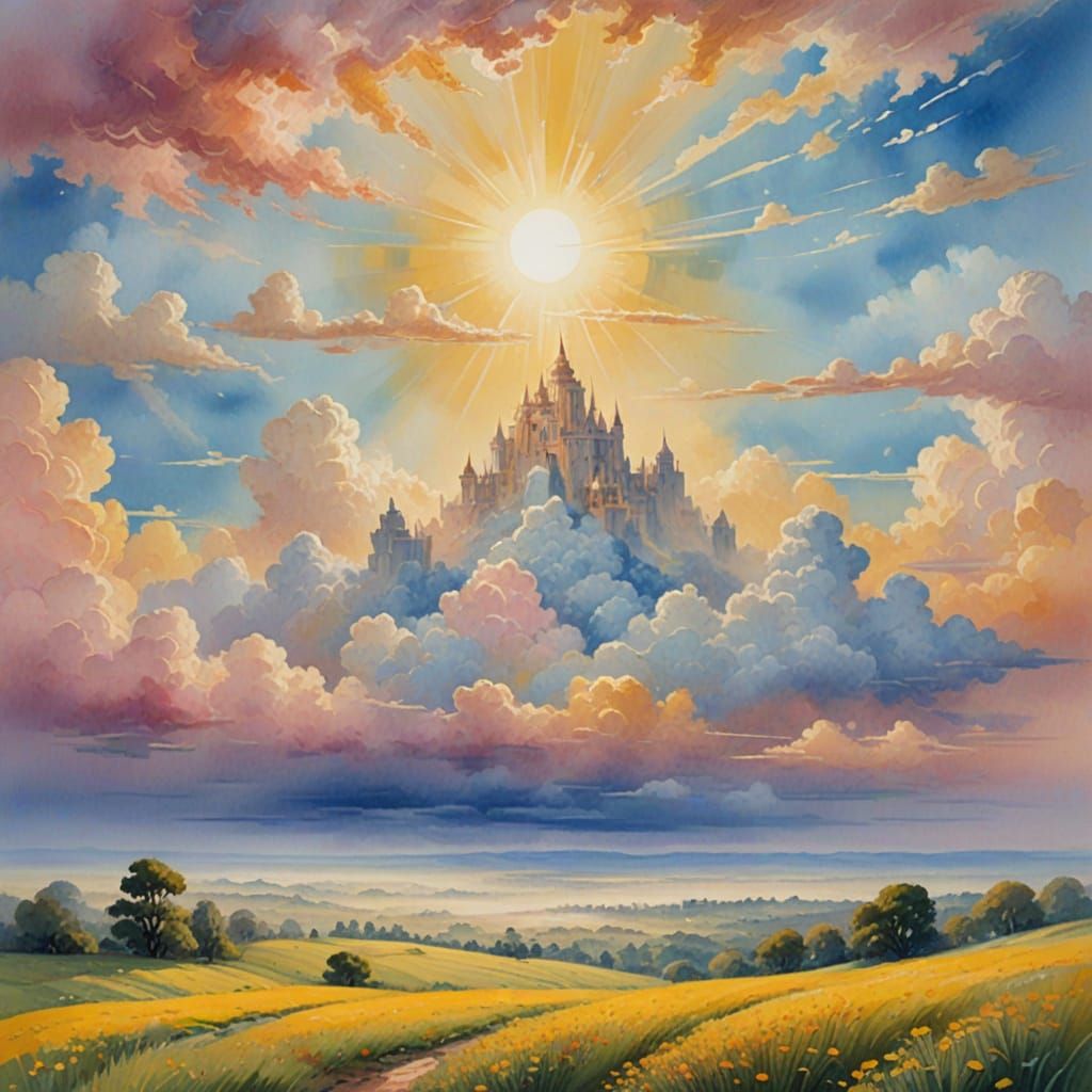 Ethereal Kushite Landscape in Soft Focus, Watercolor Style