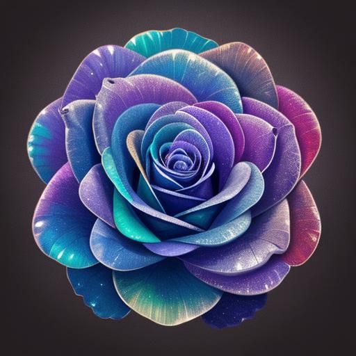 Iridescent Rose with Spiraling Petals: Digital Art