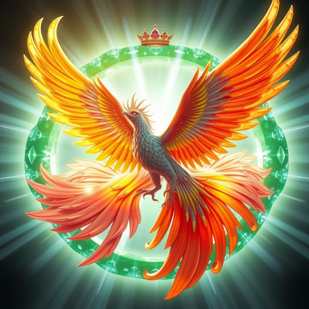 Rainbow Phoenix Rising from Infinity Symbol: Digital Art