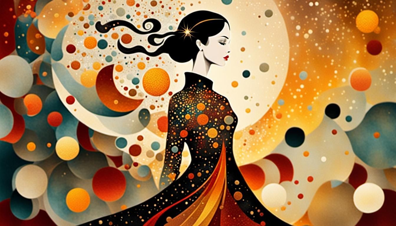 Escher-Inspired Splatter Art in Warm Tones