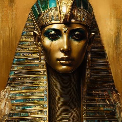 Detailed Mummified Pharaoh Portrait in Textured Speedpaint S...