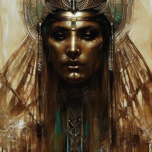 Mummified Pharaoh Portrait in Textured Speedpaint Style