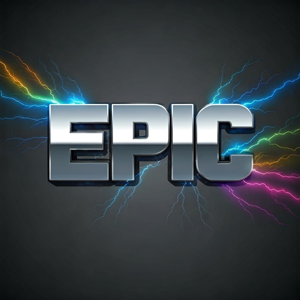 Epic Metallic Silver Text with Electric Lightning