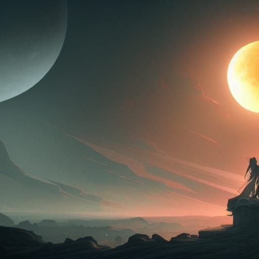 Lunar Eclipse in Dark Fantasy Style