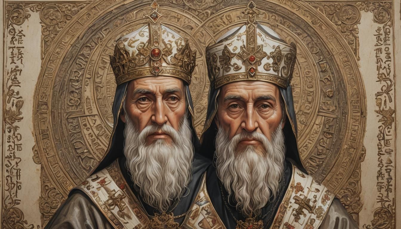 Detailed Orthodox Diagram with Luminous Humanoid Figure