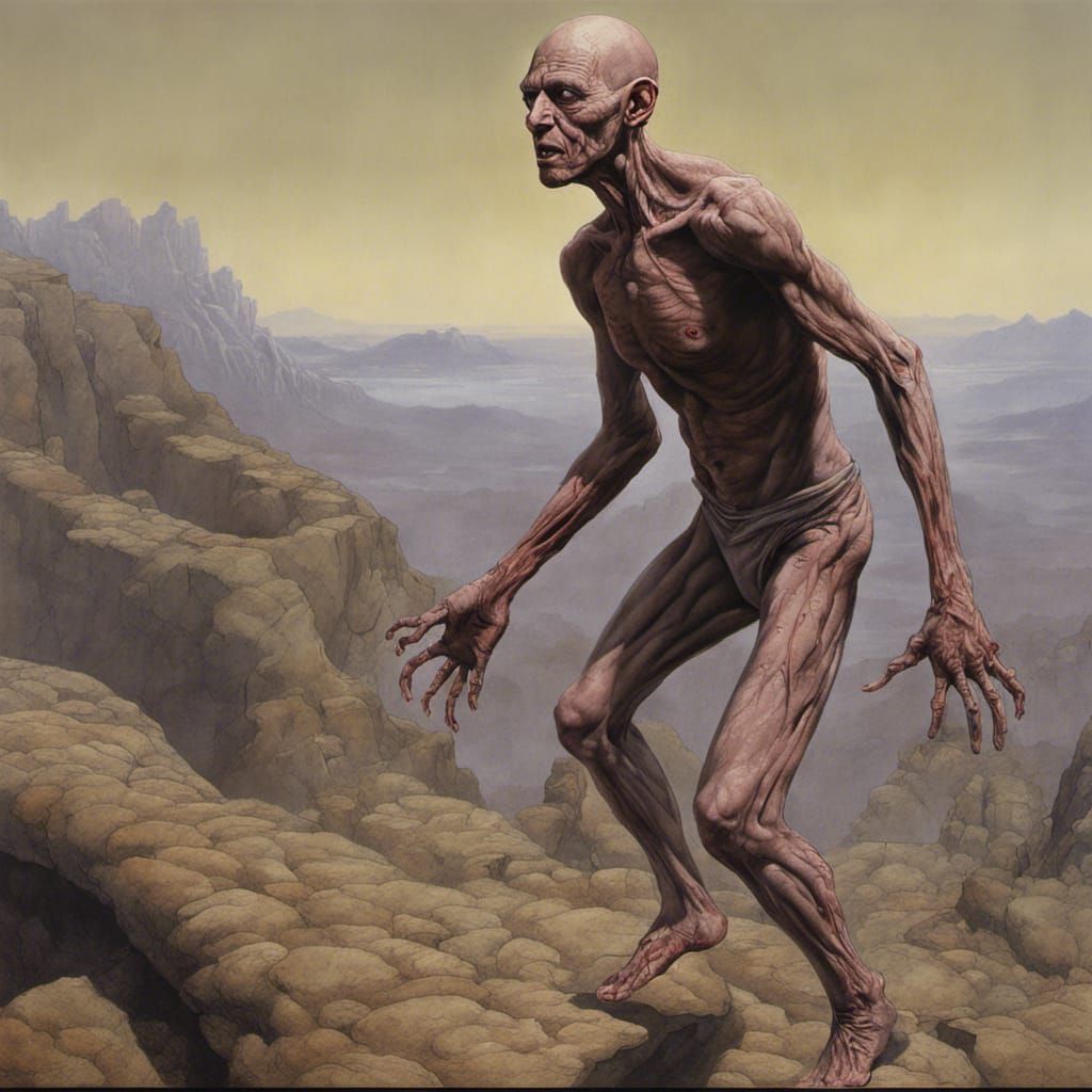 Disturbing Skinless Figure in Dark Fantasy Style