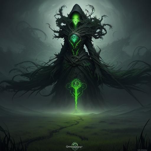 Cosmic Grass Entity Radiating Corruption: Digital Art