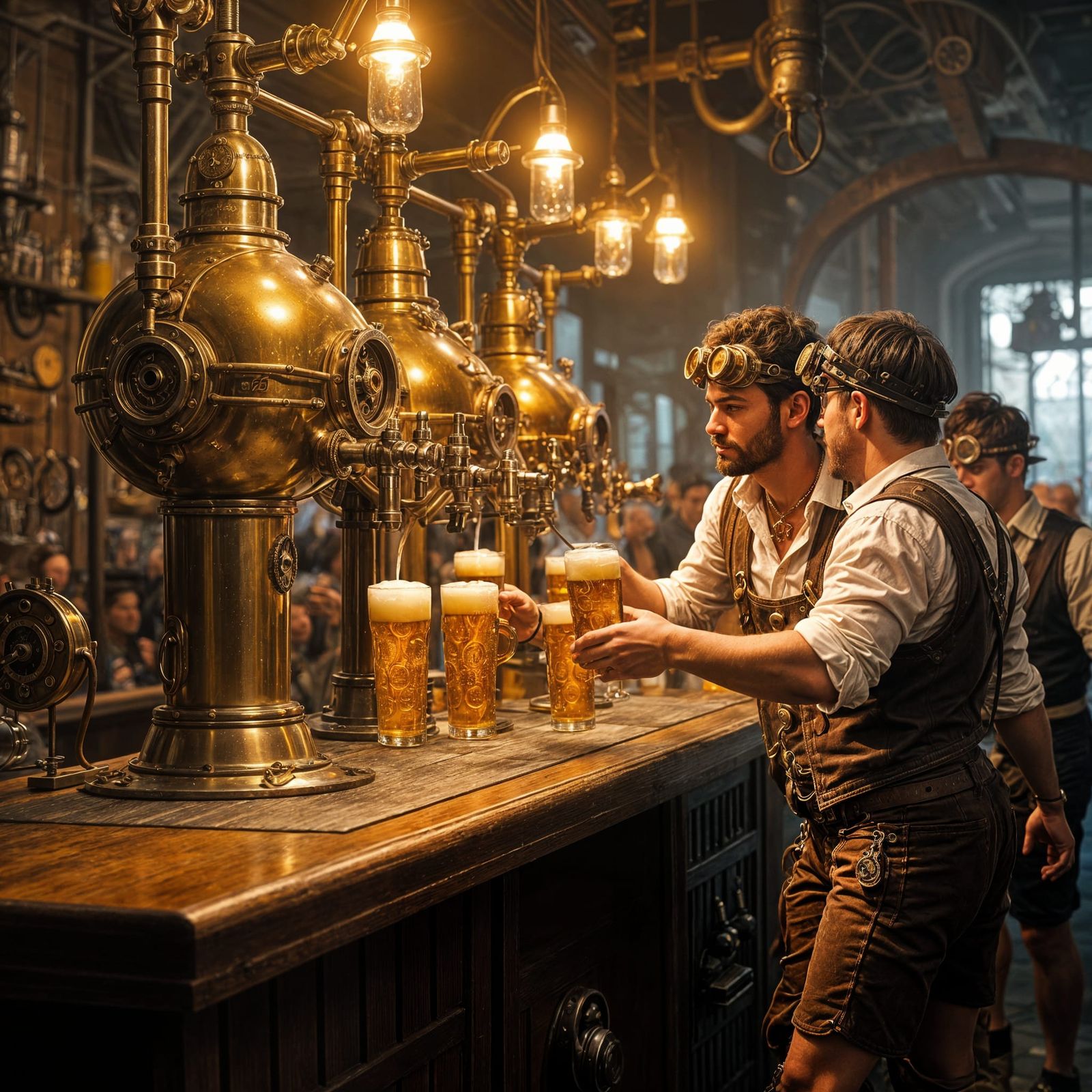 Steampunk Oktoberfest: Brass Beer Machines & Gears Dispensin...
