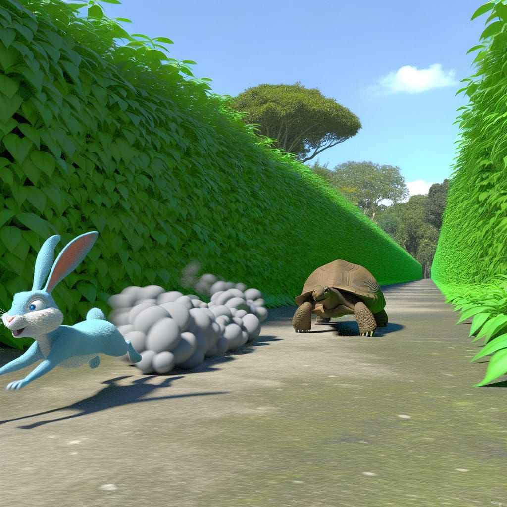 Rabbit and Tortoise in Jungle, Japanese Animation Style