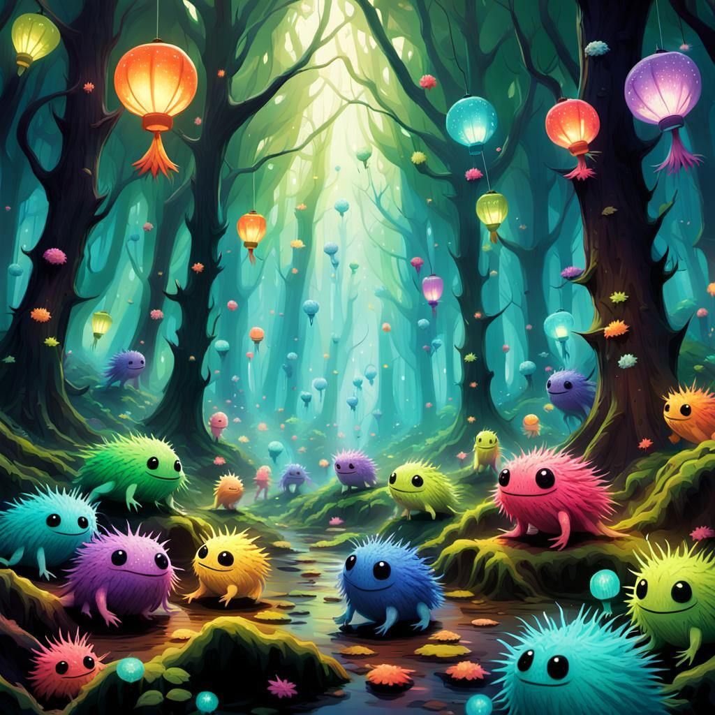 Enchanted Forest Dance: Susuwatari in Miyazaki Style