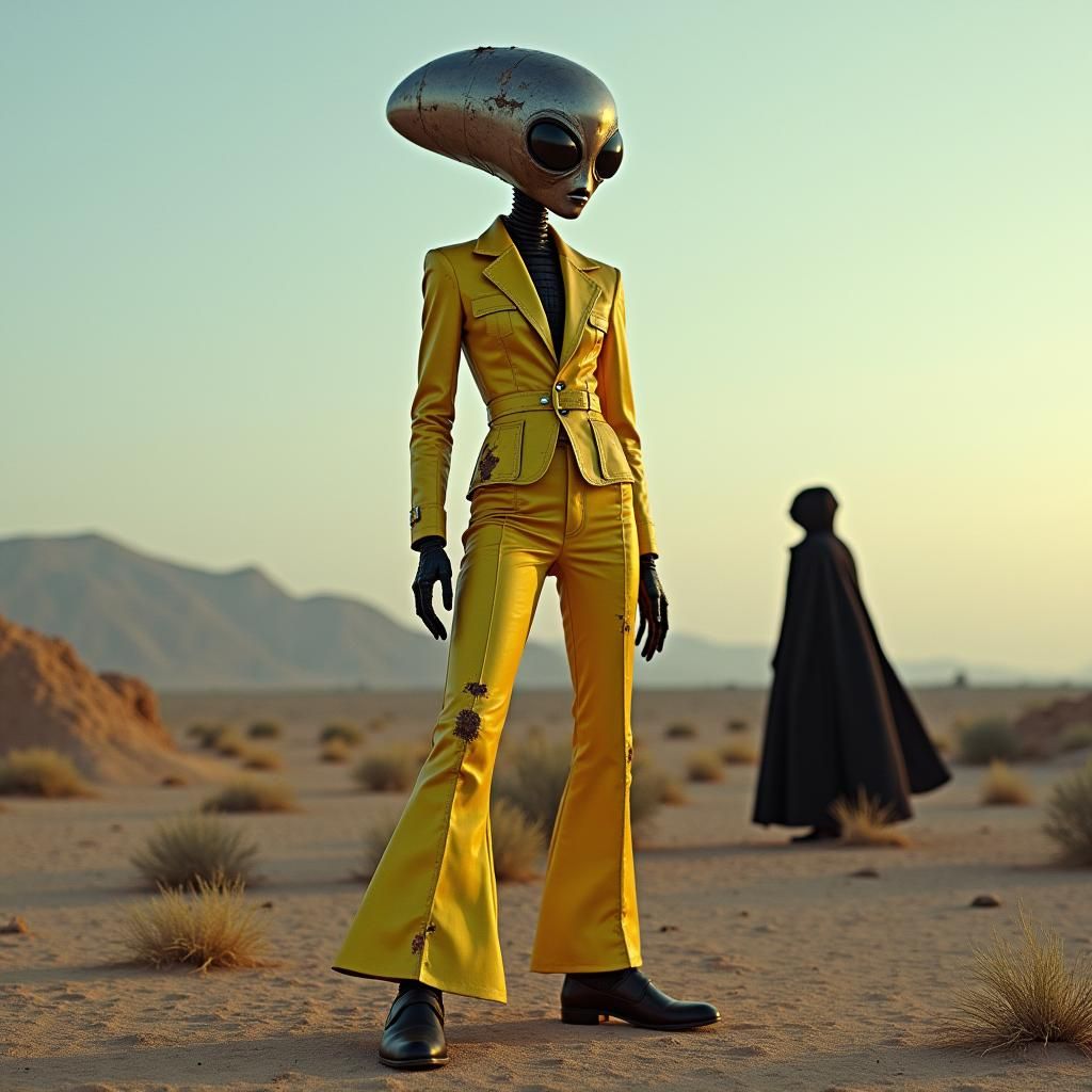 Desert Alien Sculpture in Surrealist Style