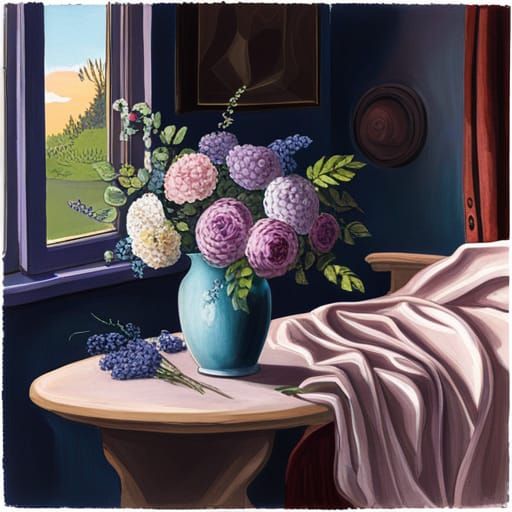 Lush Floral Arrangement with Full Moon