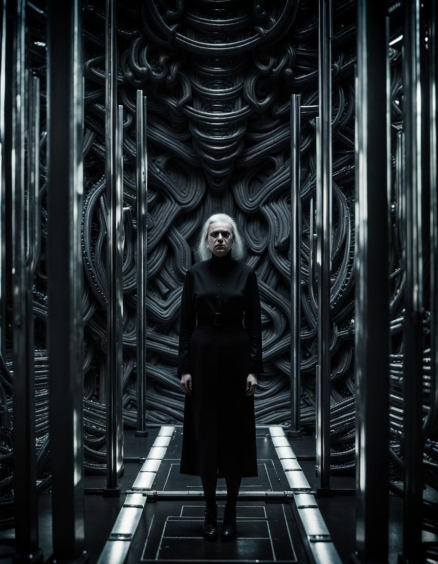 Dark Sci-Fi Portrait in Giger Style