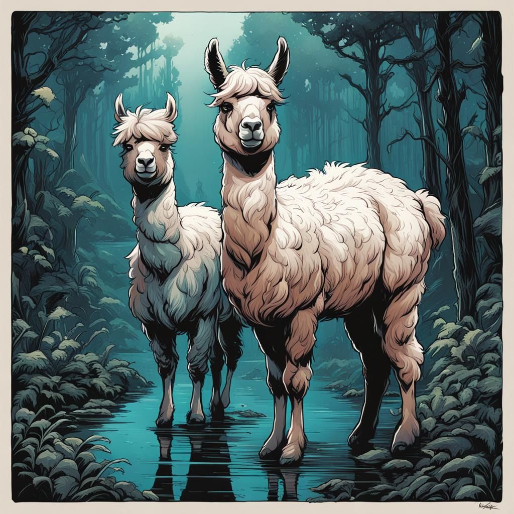 Fairy Alpacas in Comic Book Art Style