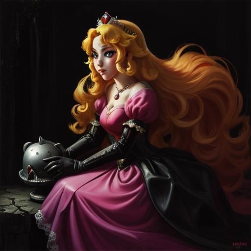 Princess Peach Awaits Rescue: Digital Oil Painting