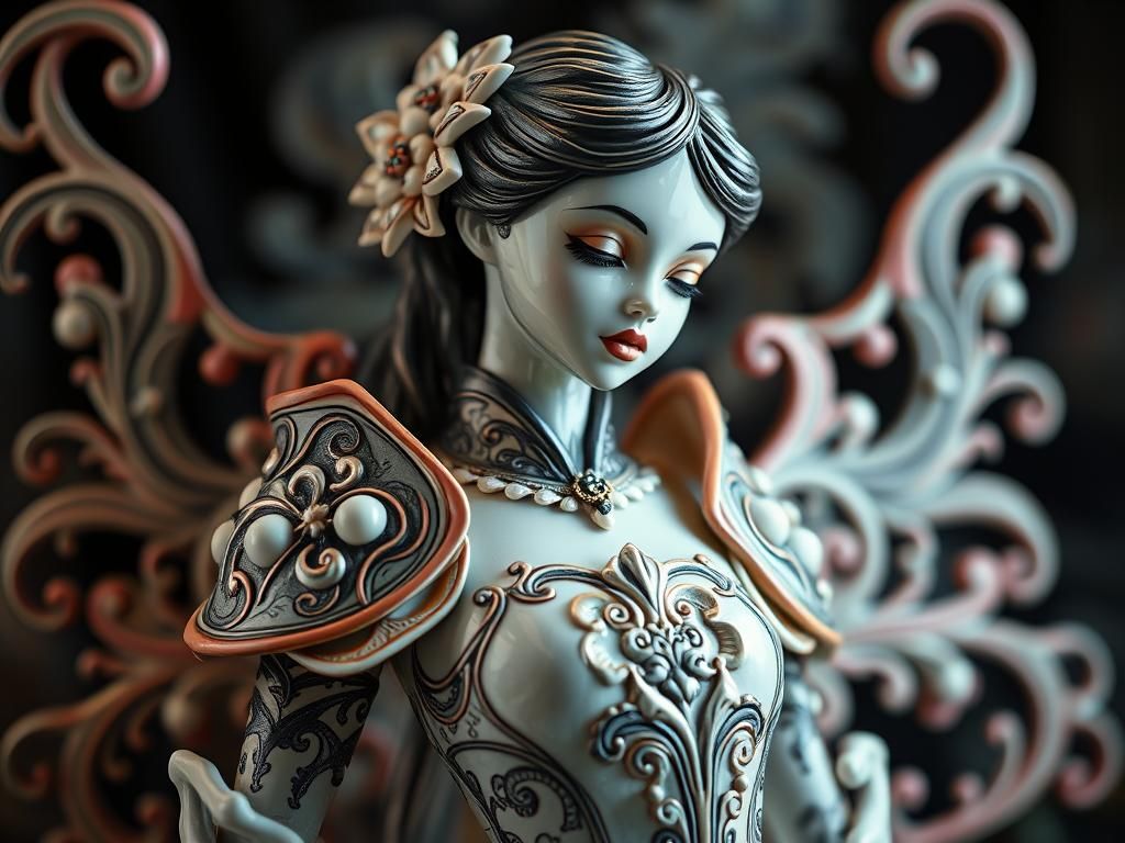 Glass Girl Figurine in Talavera Porcelain Armor