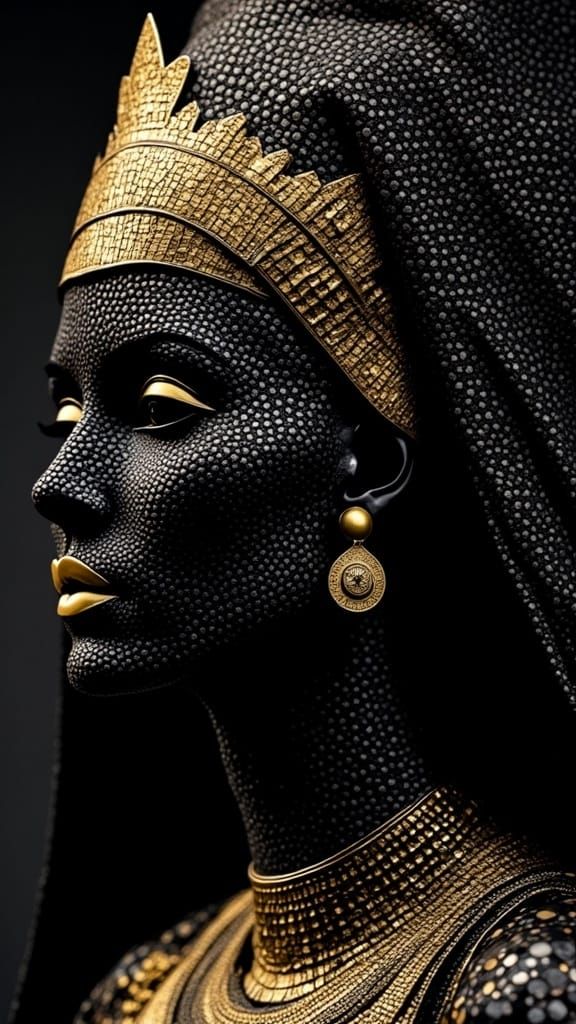 Egyptian Queen in Golden Regalia