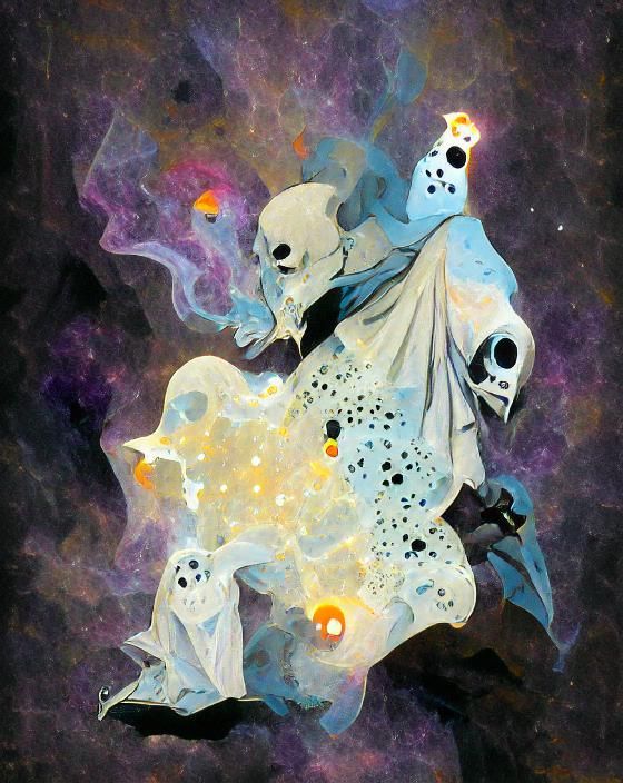 Ethereal Ghost in Prismatic Cosmic Illustration
