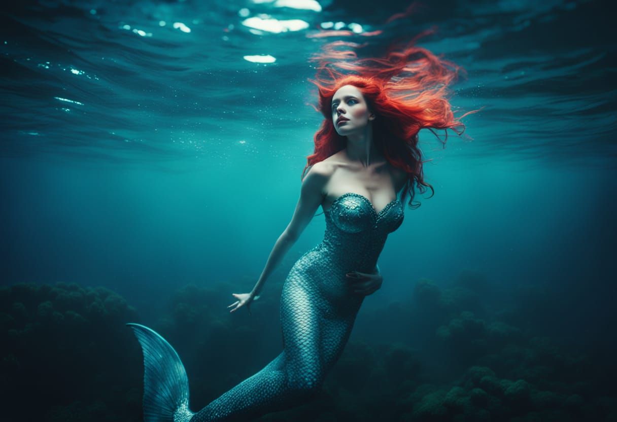 Mermaid in Turquoise Waters, Cinematic Film Still