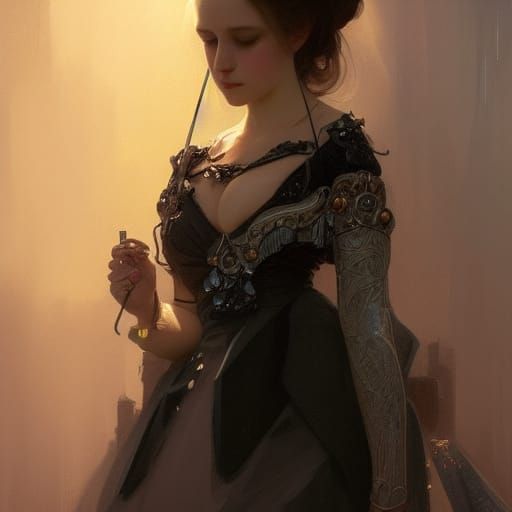 Gothic Princess Portrait in Hyperdetailed Art Nouveau Style