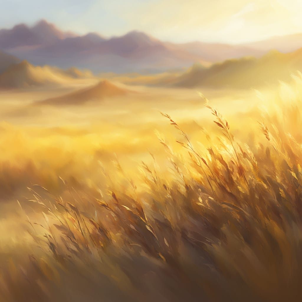 Minimalist Yellow Landscape with Impressionistic Brushstroke...