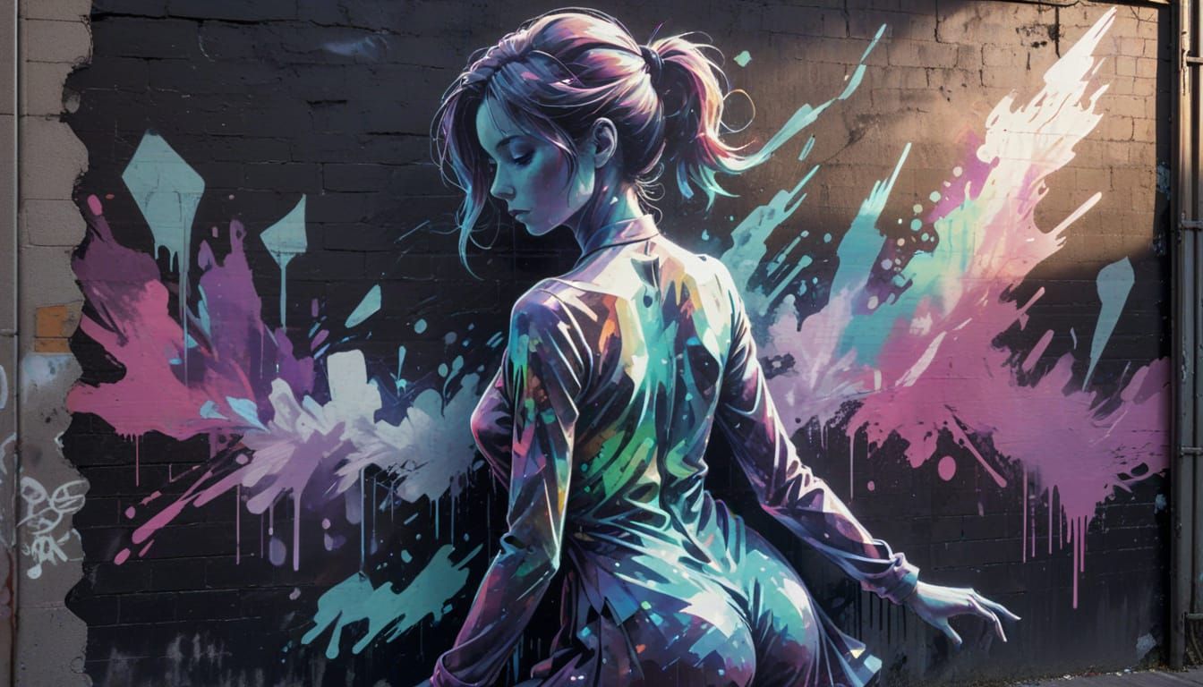 Glitch-Art Goddess in Neon Dystopian Dreamscape