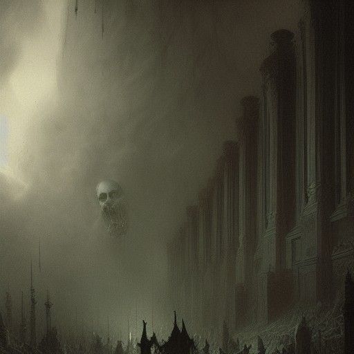 Spooky Horror Scene in Doré and Rutkowski Style