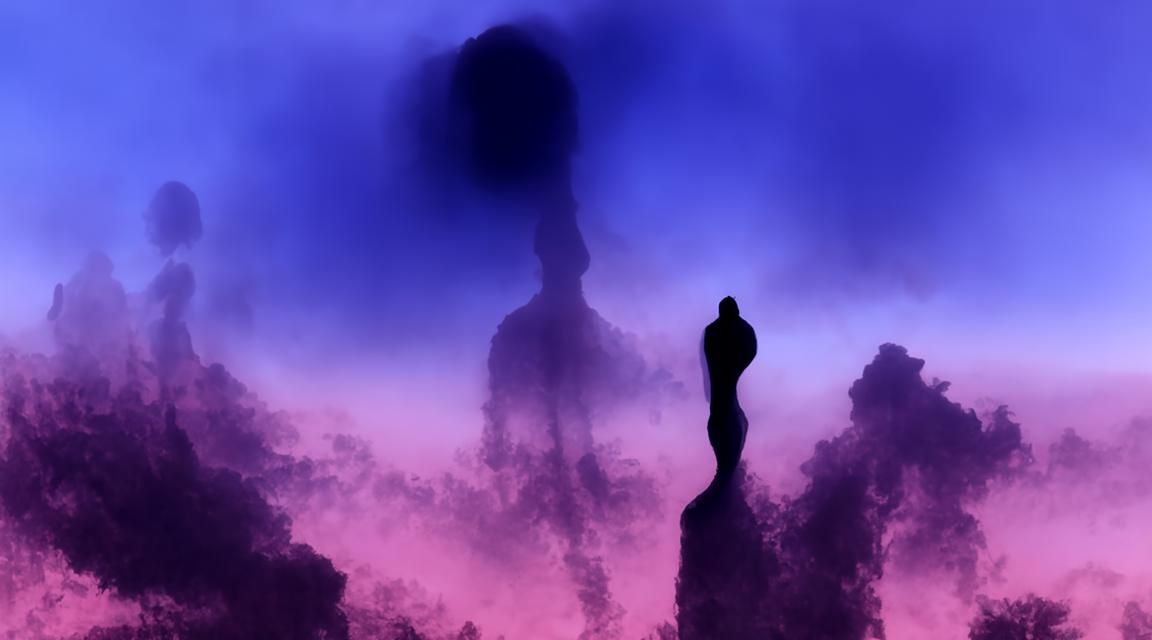 Surreal Cosmic Silhouette with Hopeful Light Beam