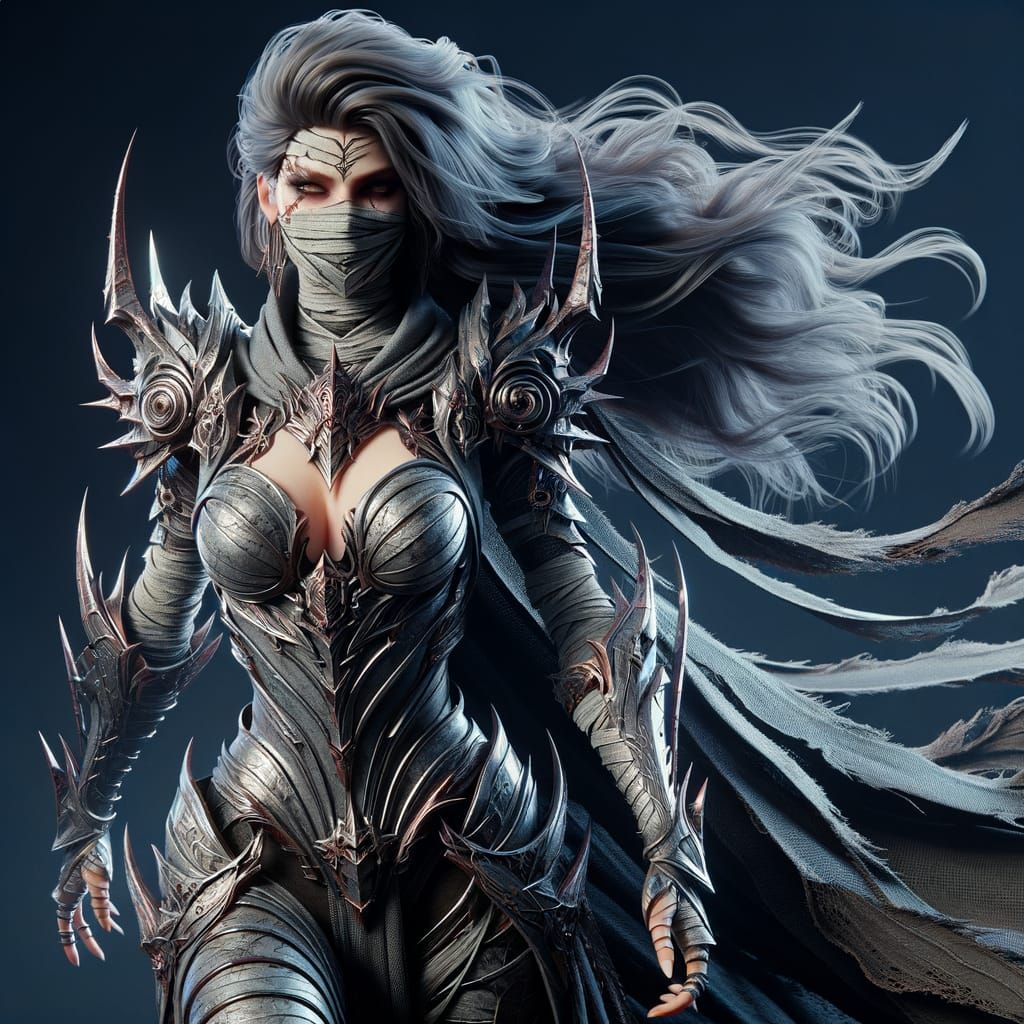 Immortal Female Warrior in Detailed Matte Painting Style