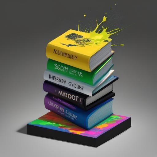 Towering Books Stack in Modern 3D Graffiti Style