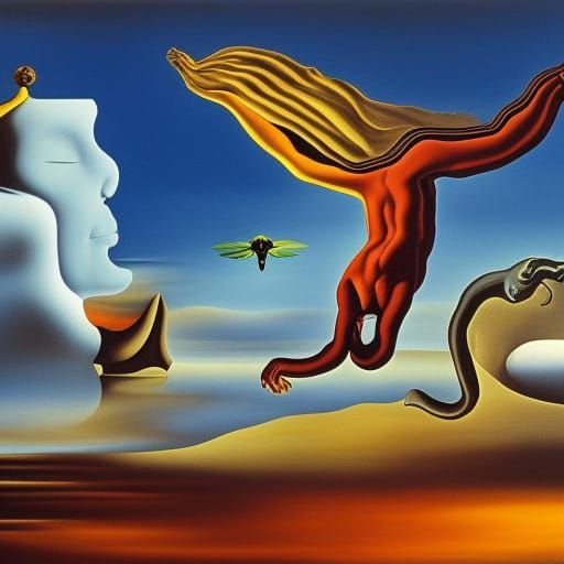 Surreal Flying Monkey in Salvador Dali Style