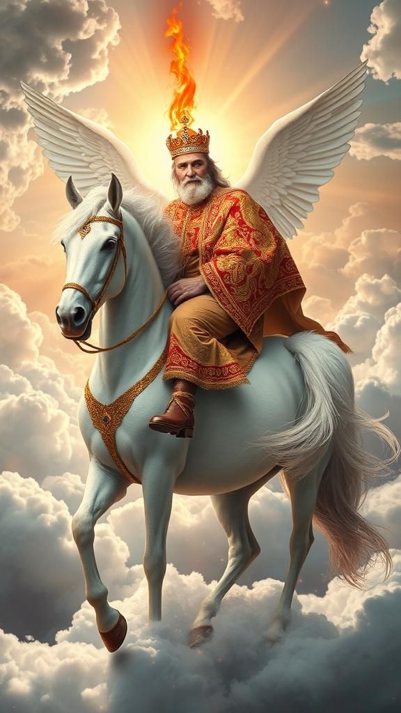 White Horse Rider Emerges from Heaven's Gates