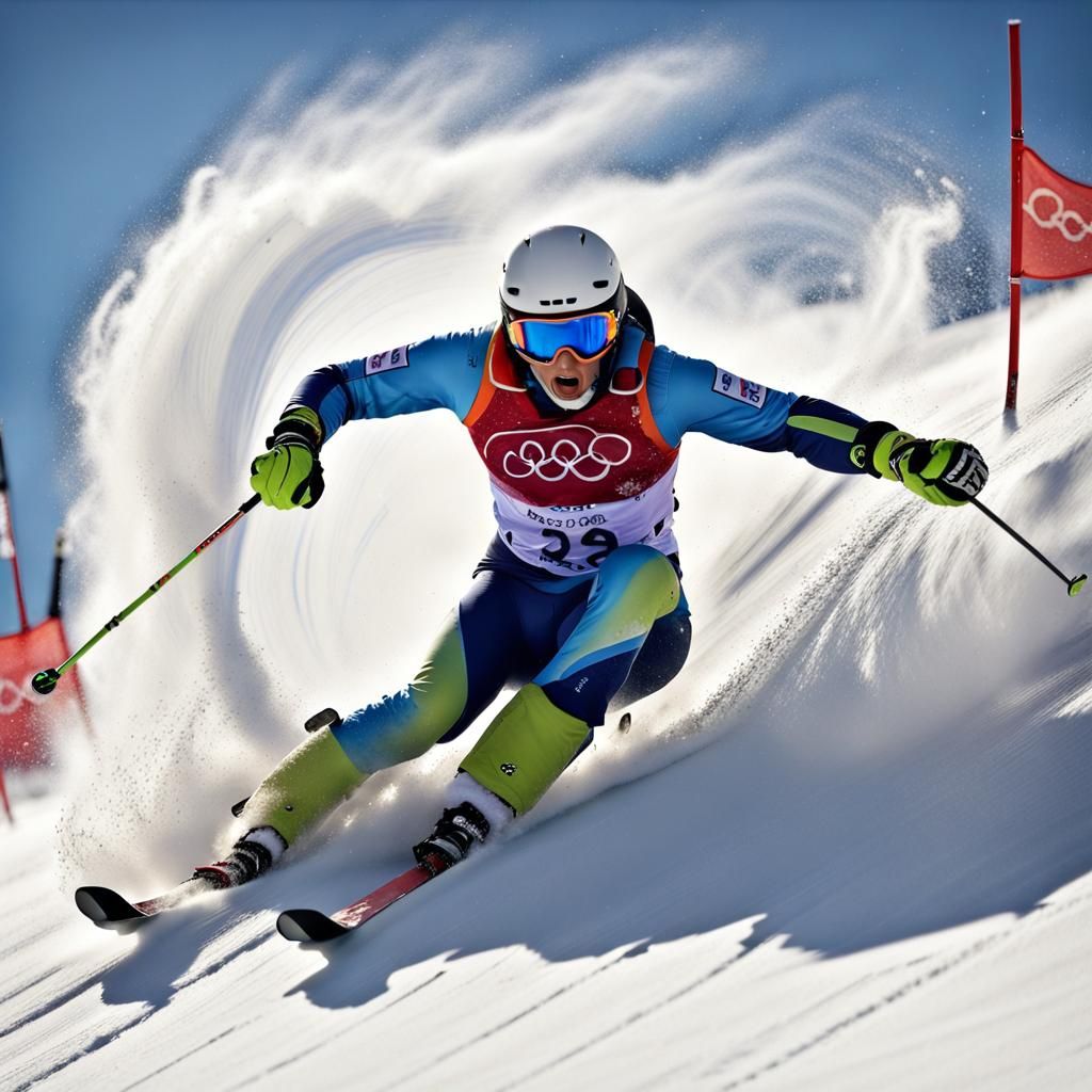 Winter Olympics: Skier Carves Wave of Snow