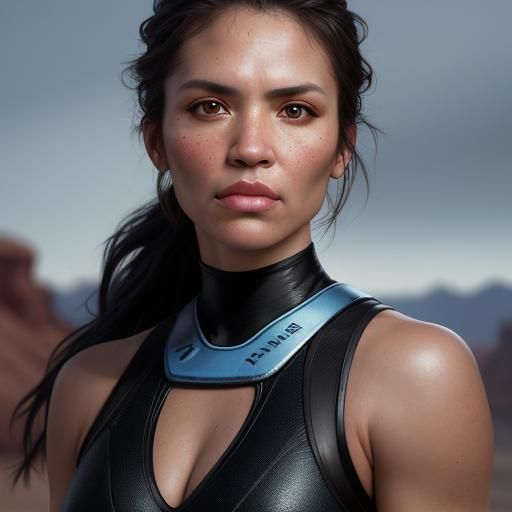 Wrestling Girl Portrait in Desert Canyon, 4K