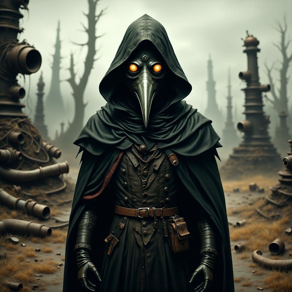 Post-Apocalyptic Plague Doctor in Surreal Style