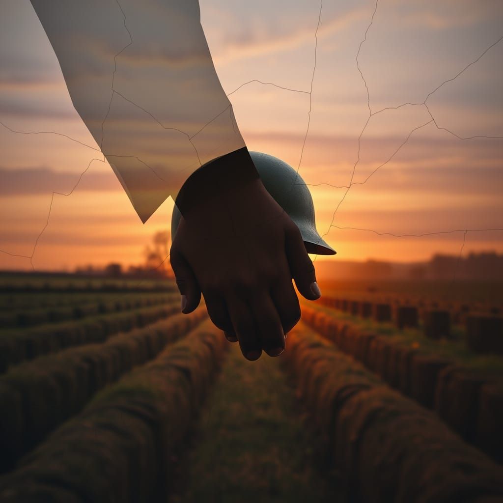 Peace and War Double Exposure Surreal Landscape