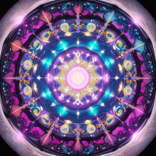 3D Shimmering Sphere with Neon Highlights