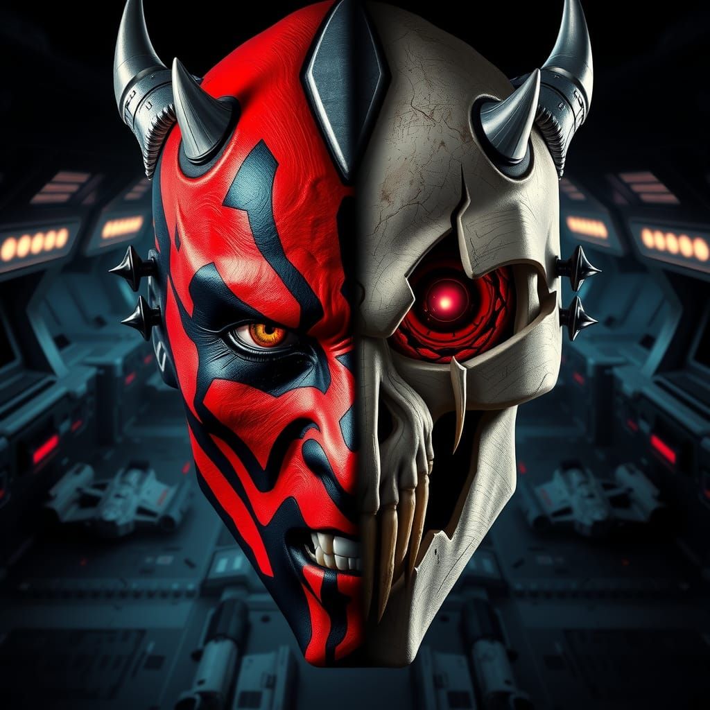 Darth Maul Split Face with Horror Skull Portrait