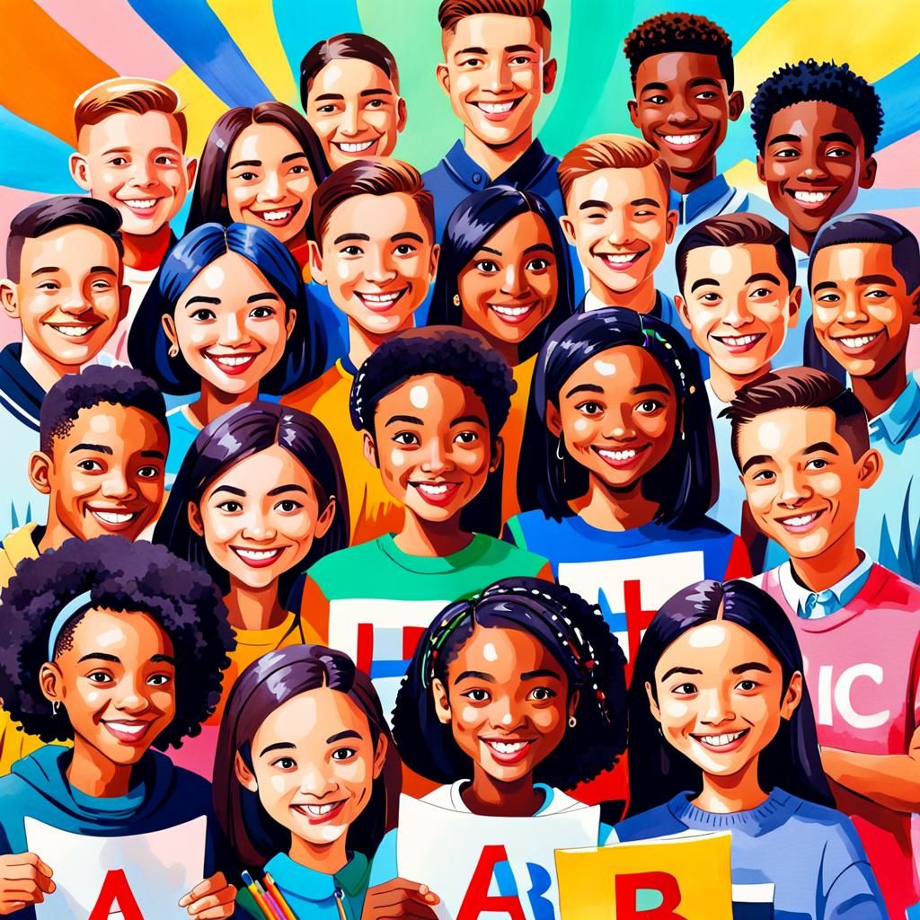 Smiling Students Learn Together: Watercolor Illustrations