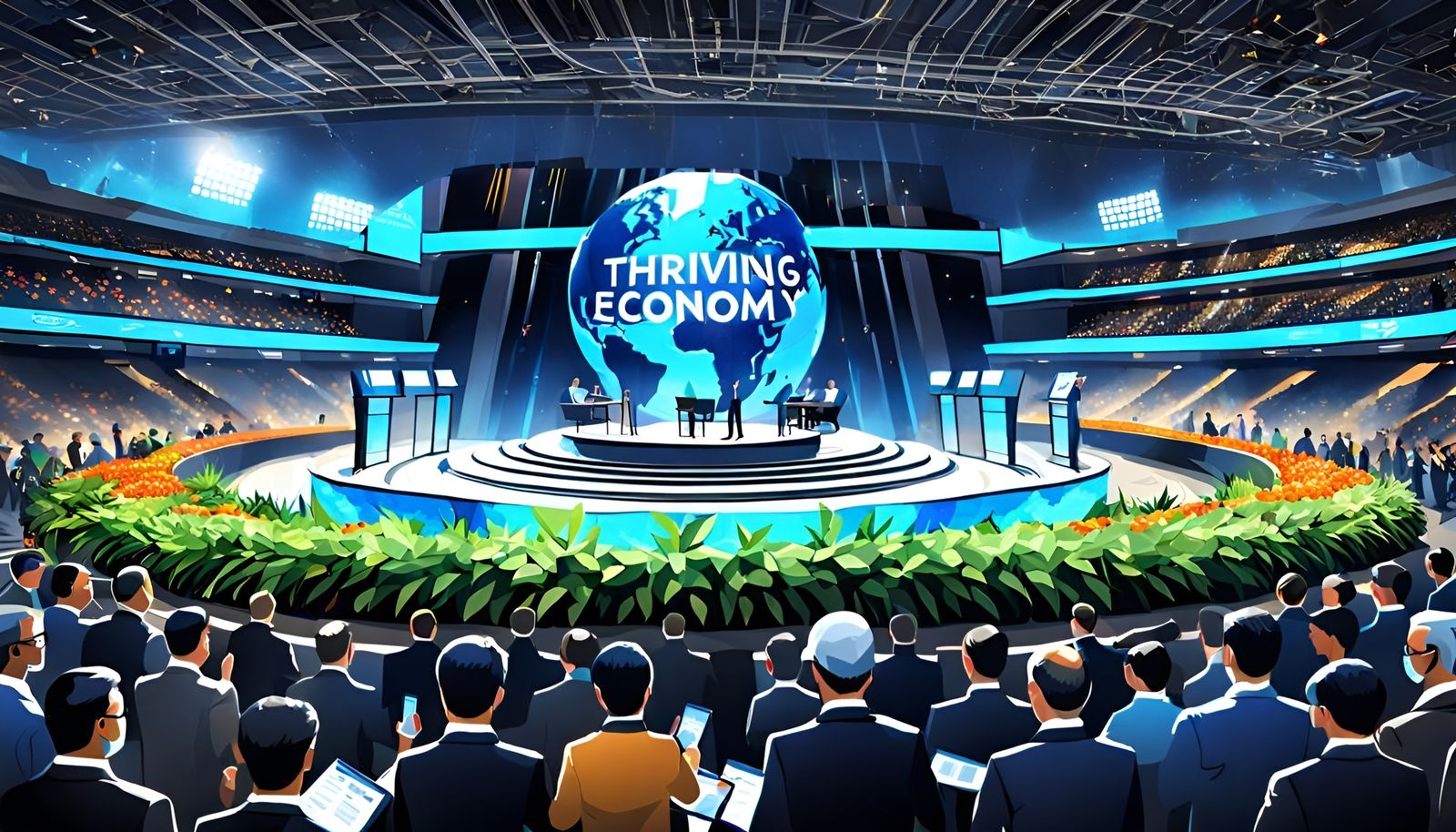 Stadium Crowd Celebrates Thriving Economy