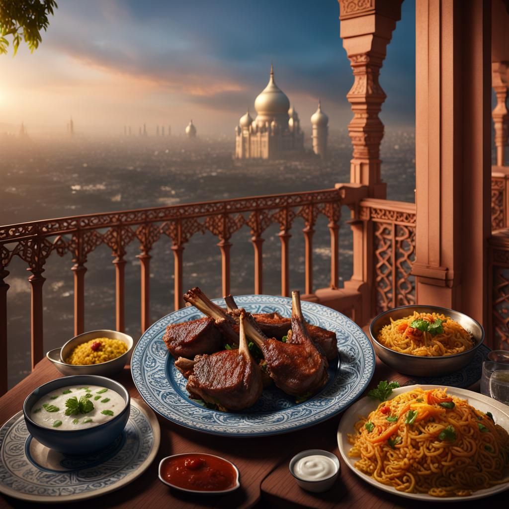 Hyderabad Lamb Chops and Biryani: Detailed Matte Painting