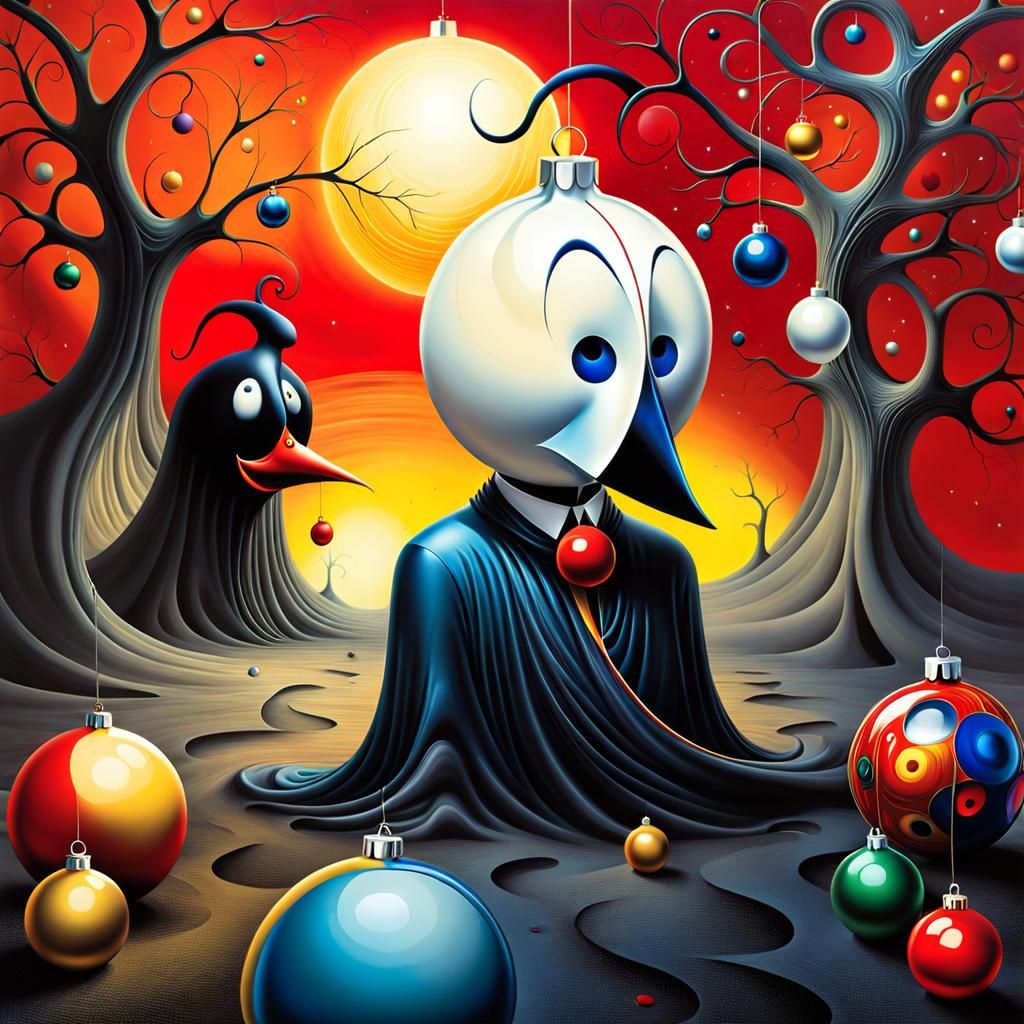 Surrealistic Christmas Balls in Surrealist Style